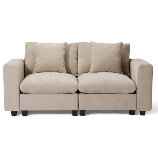 Augusta 70" Modular Chenille Loveseat Sofa With USB/Type-C Ports and Side Pockets