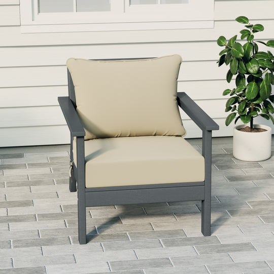 Avalon Outdoor Modern HDPE Patio Club Chair with Deep Seat Cushions