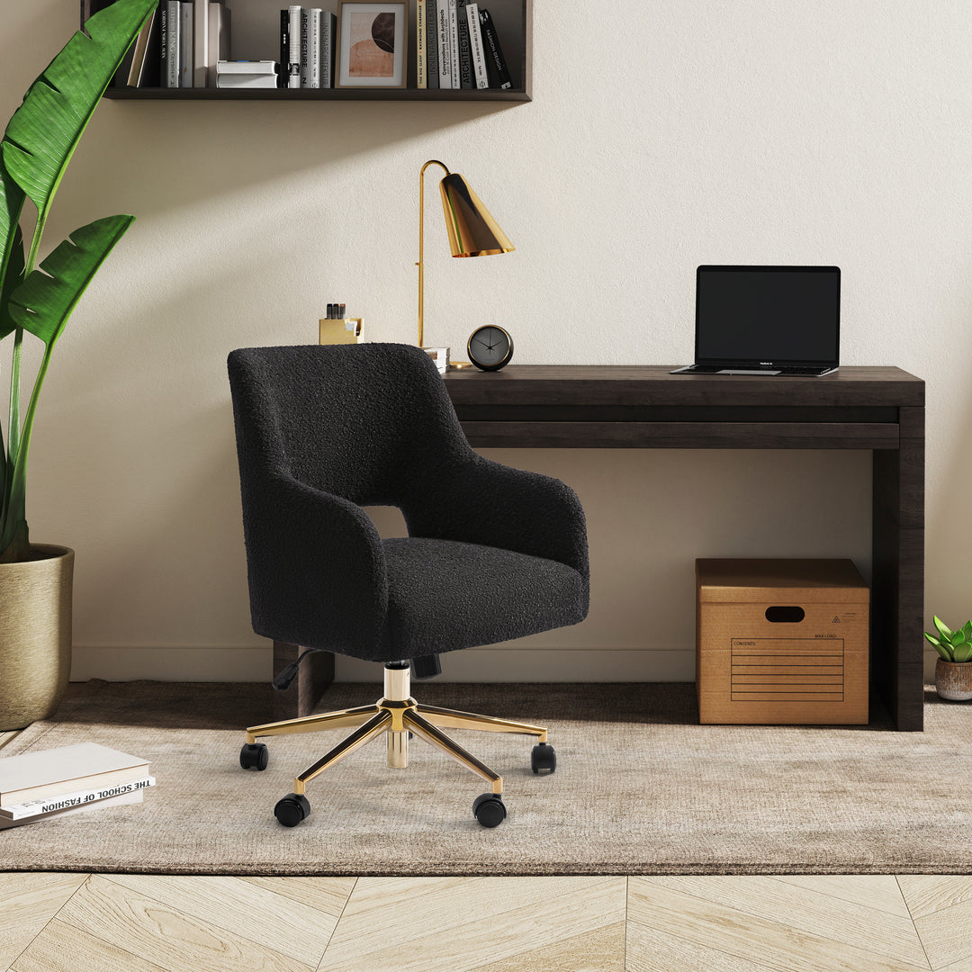 Genevieve Mid-Century Modern Swivel Office Vanity Chair with Wheels