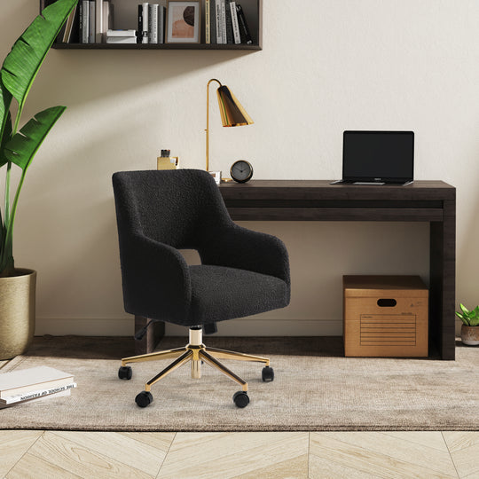 Genevieve Mid-Century Modern Swivel Office Vanity Chair with Wheels