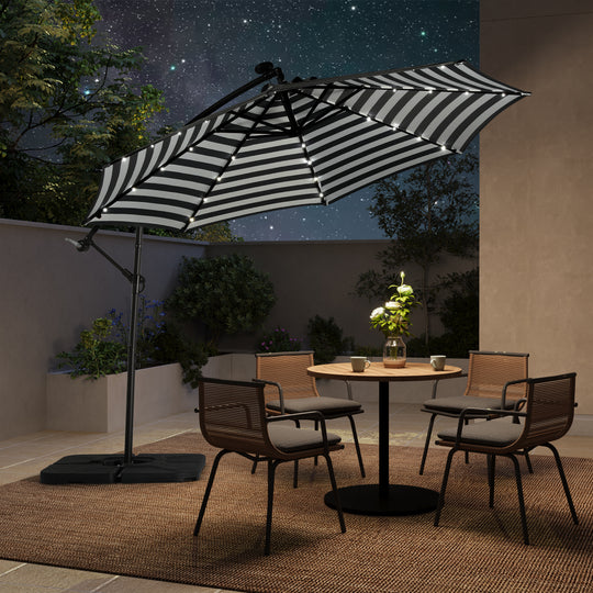 Albert 10 ft. Outdoor / Paito Cantilever Hanging Umbrella with Solar Power LED lights