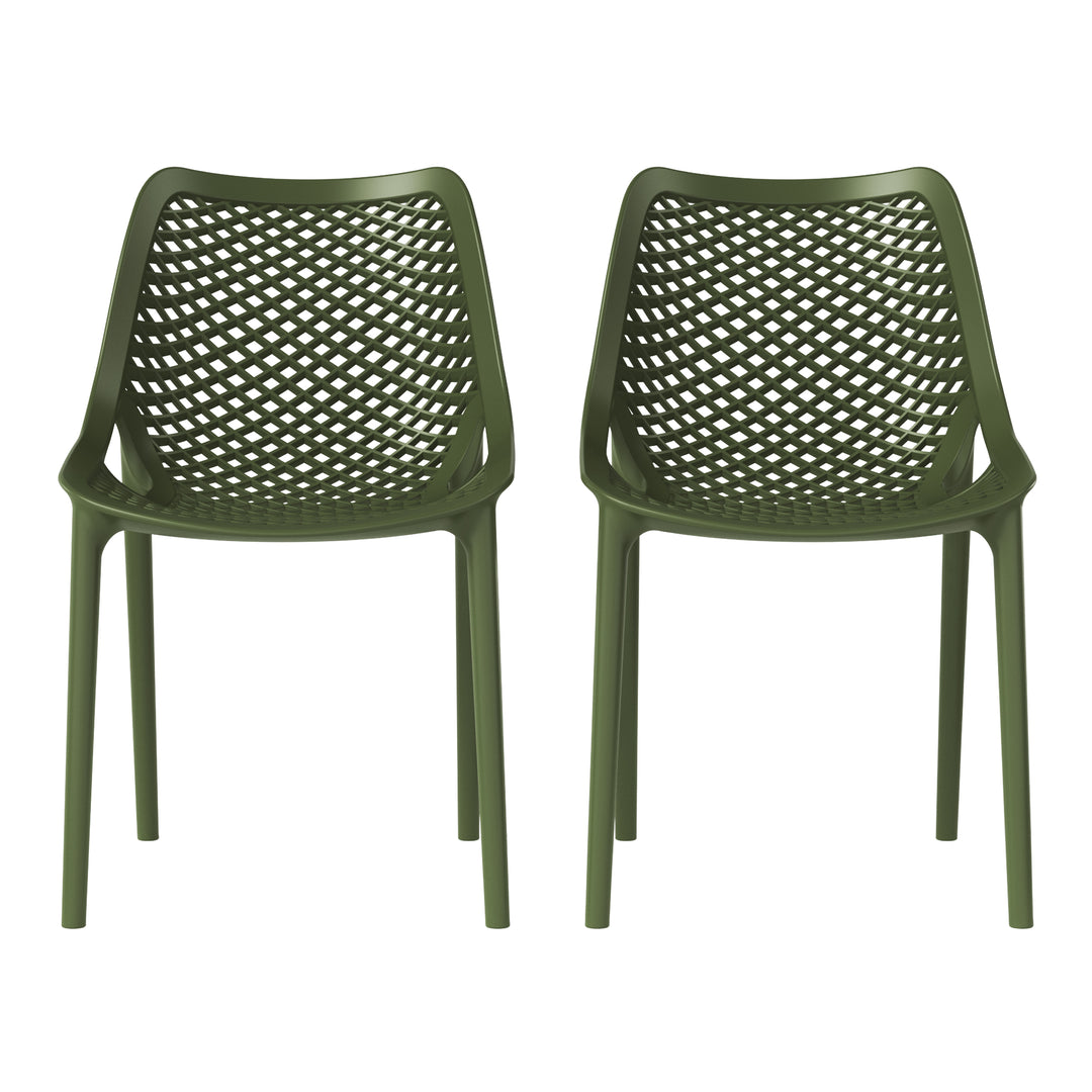 Playa Outdoor Stackable Modern Plastic Dining Chairs (Set of 2)
