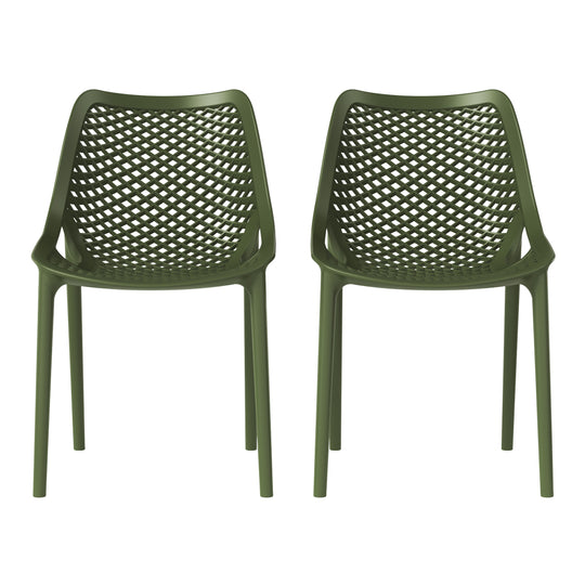 Playa Outdoor Stackable Modern Plastic Dining Chairs (Set of 2)