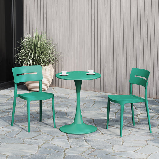 Playa Outdoor Modern Stackable Plastic Patio Dining Chairs (Set of 2)