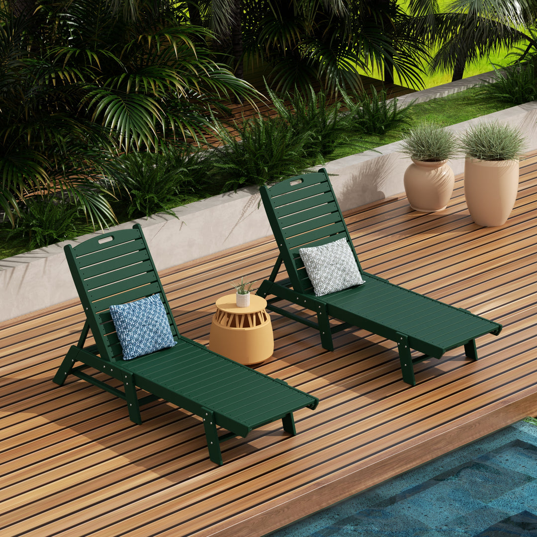 Malibu Poly Reclining Outdoor Patio Chaise Lounge Chair Adjustable (Set of 2)