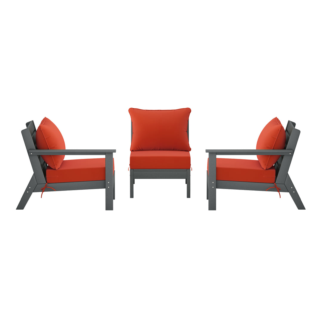 Avalon Outdoor Patio HDPE Sectional Sofa with Patio Cushions