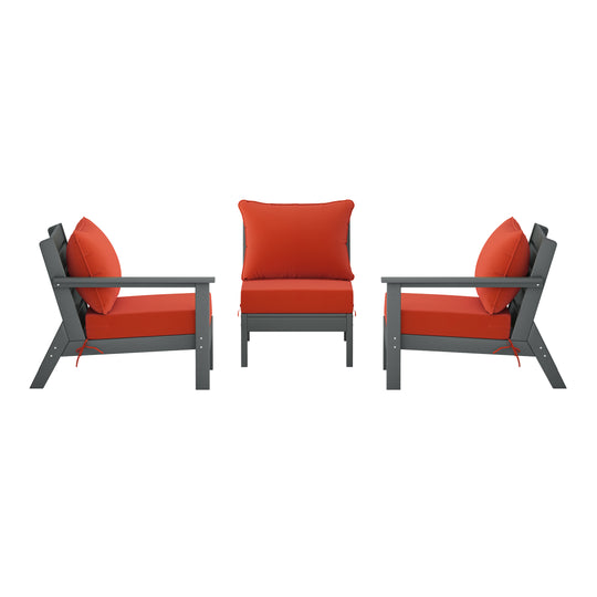 Avalon Outdoor Patio HDPE Sectional Sofa with Patio Cushions