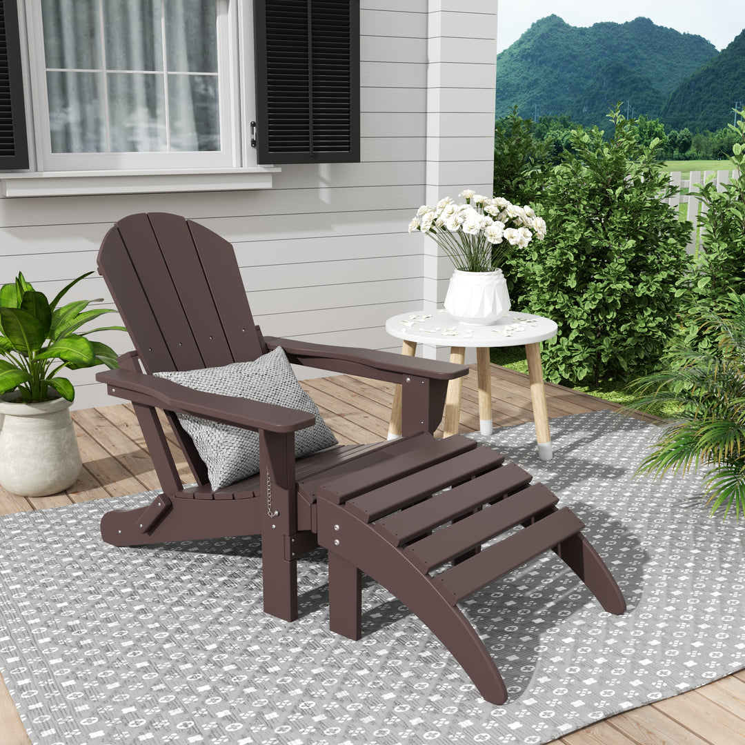 Malibu 2 piece set classic Adirondack chair with ottoman (1 seater)