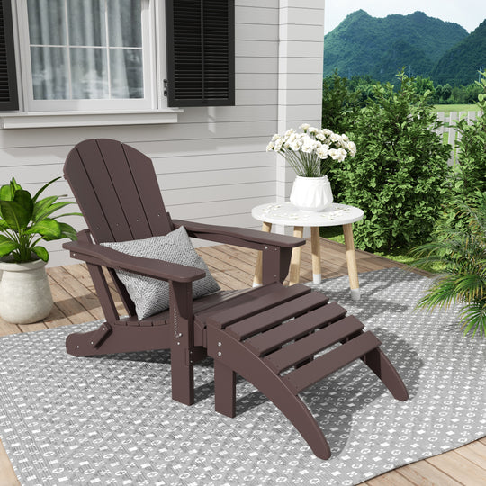 Malibu 2 piece set classic Adirondack chair with ottoman (1 seater)