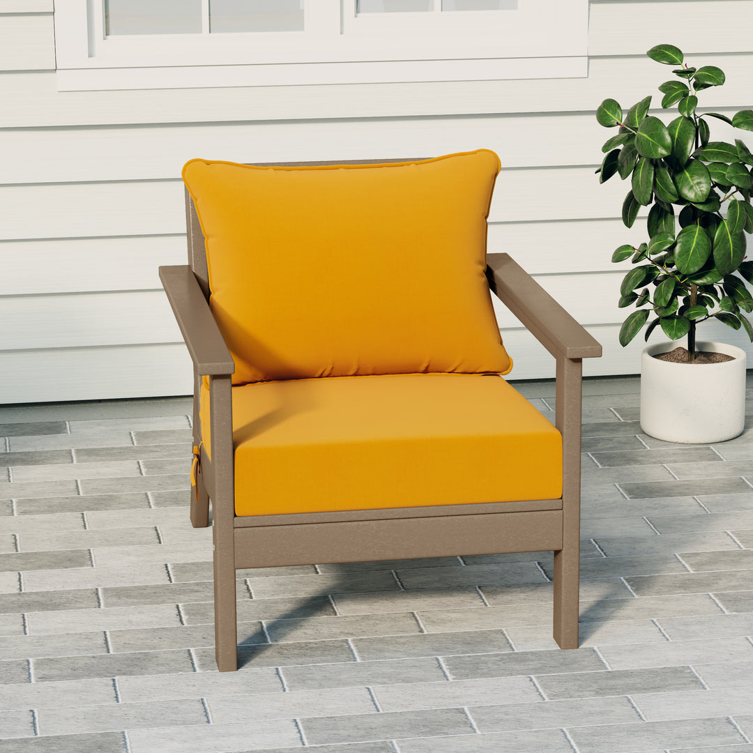 Avalon Outdoor Modern HDPE Patio Club Chair with Deep Seat Cushions