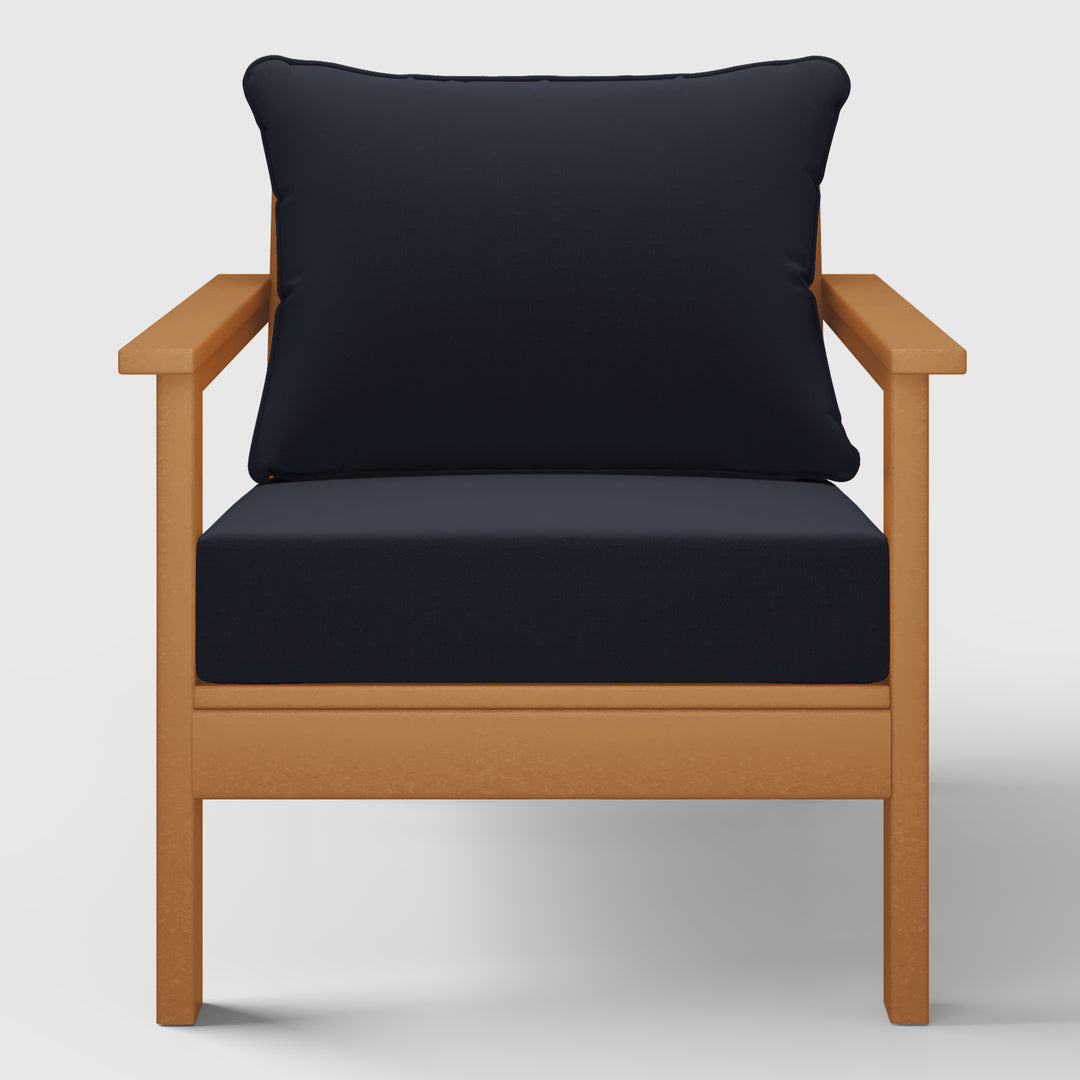 Avalon Outdoor Modern HDPE Patio Club Chair with Deep Seat Cushions