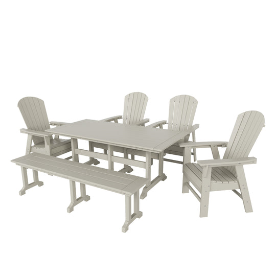 Dylan 6 Piece Outdoor Patio Dining Table and Armchair Dining Bench Set