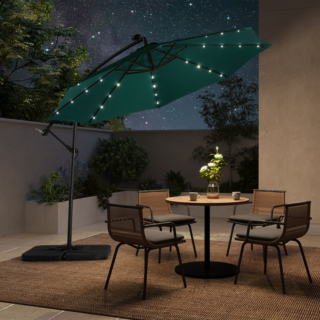 Albert 10 ft. Outdoor / Paito Cantilever Hanging Umbrella with Solar Power LED lights