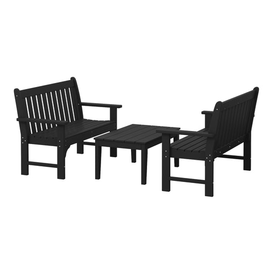 Malibu 3-Piece HDPE Outdoor Patio Furniture Couch and Coffee Table Set