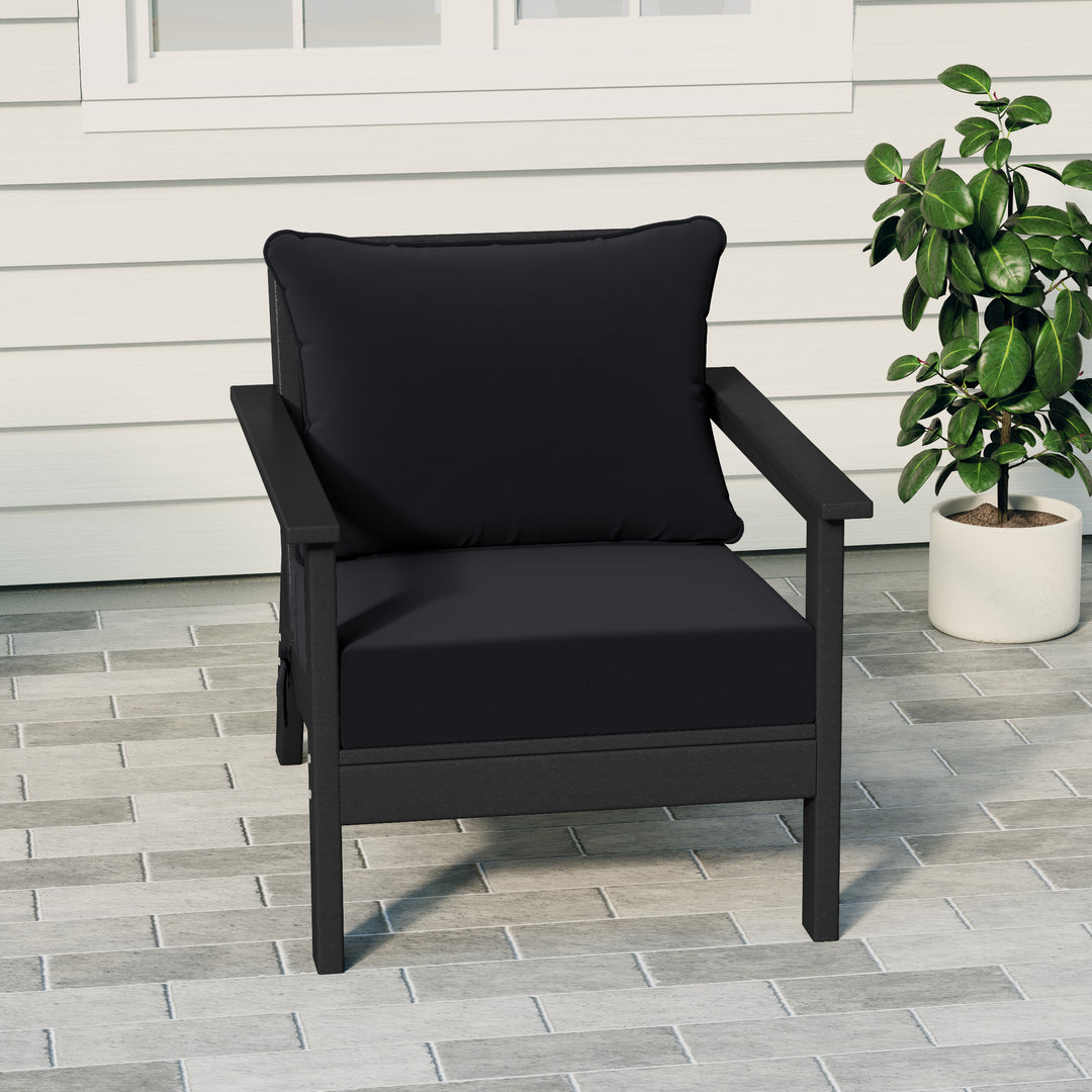 Avalon Outdoor Modern HDPE Patio Club Chair with Deep Seat Cushions