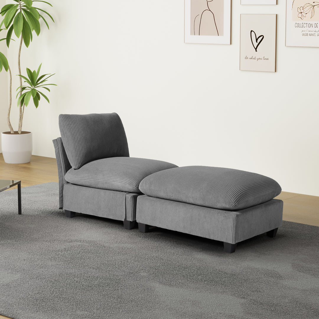 Hearthside 68.5" Corduroy Upholstered Indoor Chaise Lounge Chair