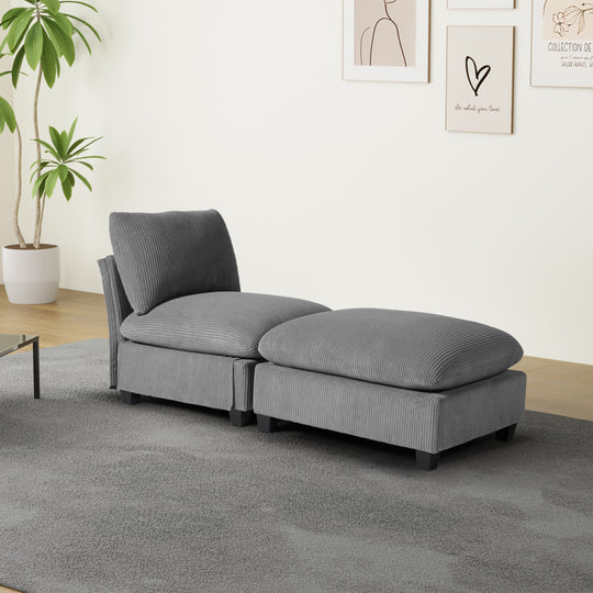 Hearthside 68.5" Corduroy Upholstered Indoor Chaise Lounge Chair