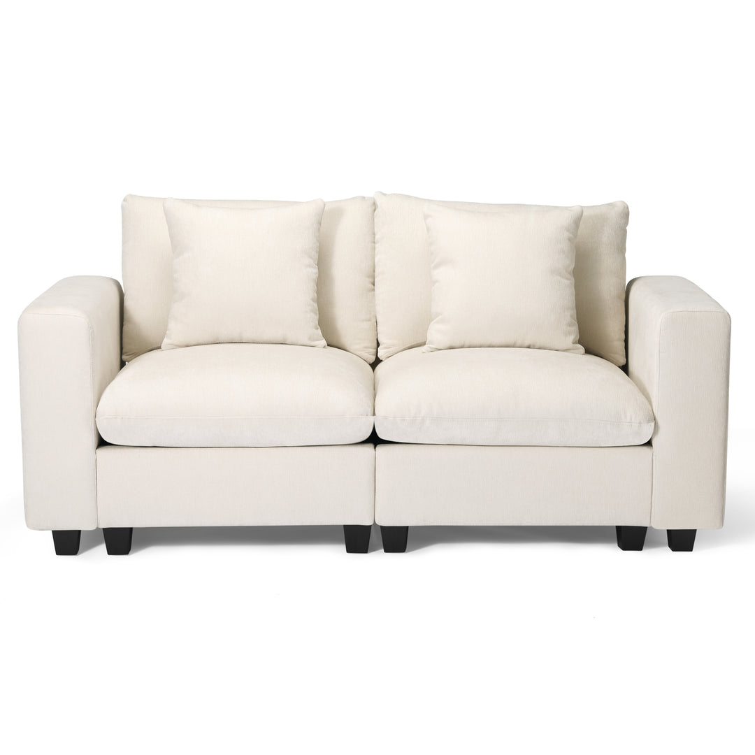 Augusta 70" Modular Chenille Loveseat Sofa With USB/Type-C Ports and Side Pockets