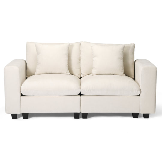 Augusta 70" Modular Chenille Loveseat Sofa With USB/Type-C Ports and Side Pockets