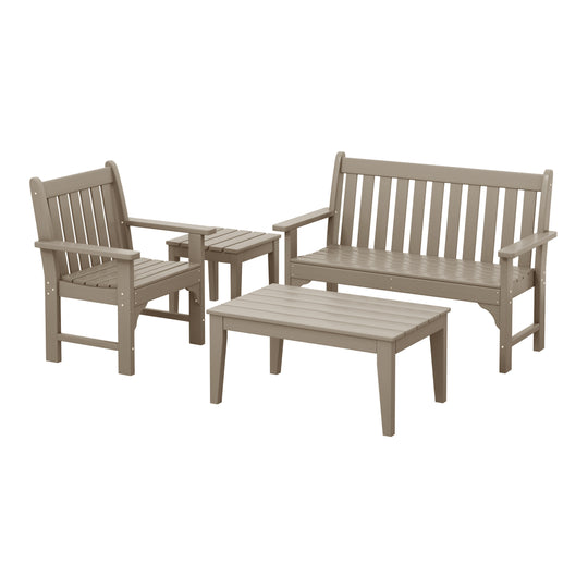Malibu 4-Piece HDPE Outdoor Patio Furniture Couch Set