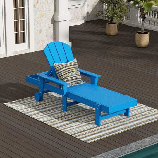 Malibu Reclining Chaise Lounge With Arms & Wheels