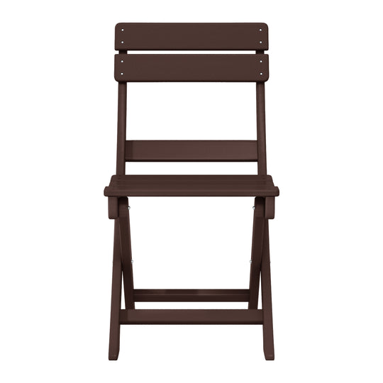 Malibu 3-Piece Outdoor HDPE Folding Patio Bistro Table and Chairs