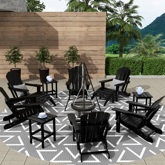 Malibu 12-Piece Outdoor Folding Poly Adirondack Chair With Ottoman And Side Table