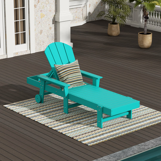 Malibu Reclining Chaise Lounge With Arms & Wheels
