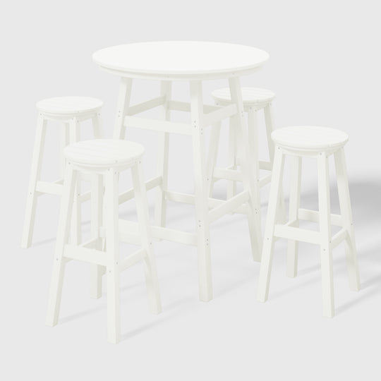 Malibu 5-Piece HDPE Outdoor Patio Dining Bar Bistro Table Set with Bar Stools