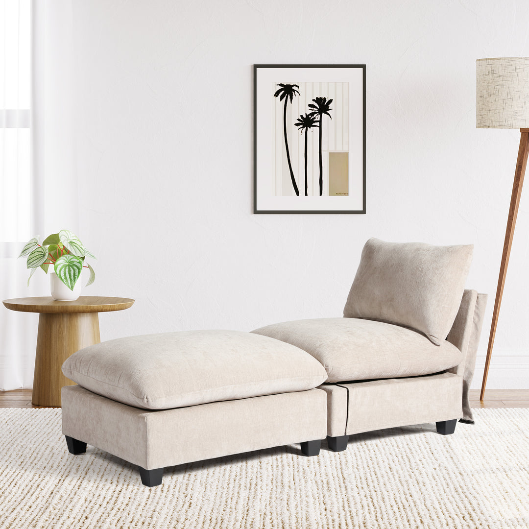 Augusta 68.5" Chenille Upholstered Indoor Chaise Lounge Chair