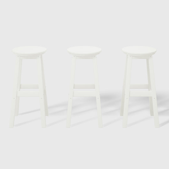 Malibu 29" HDPE Outdoor Patio Round Bar Stool (Set of 3)