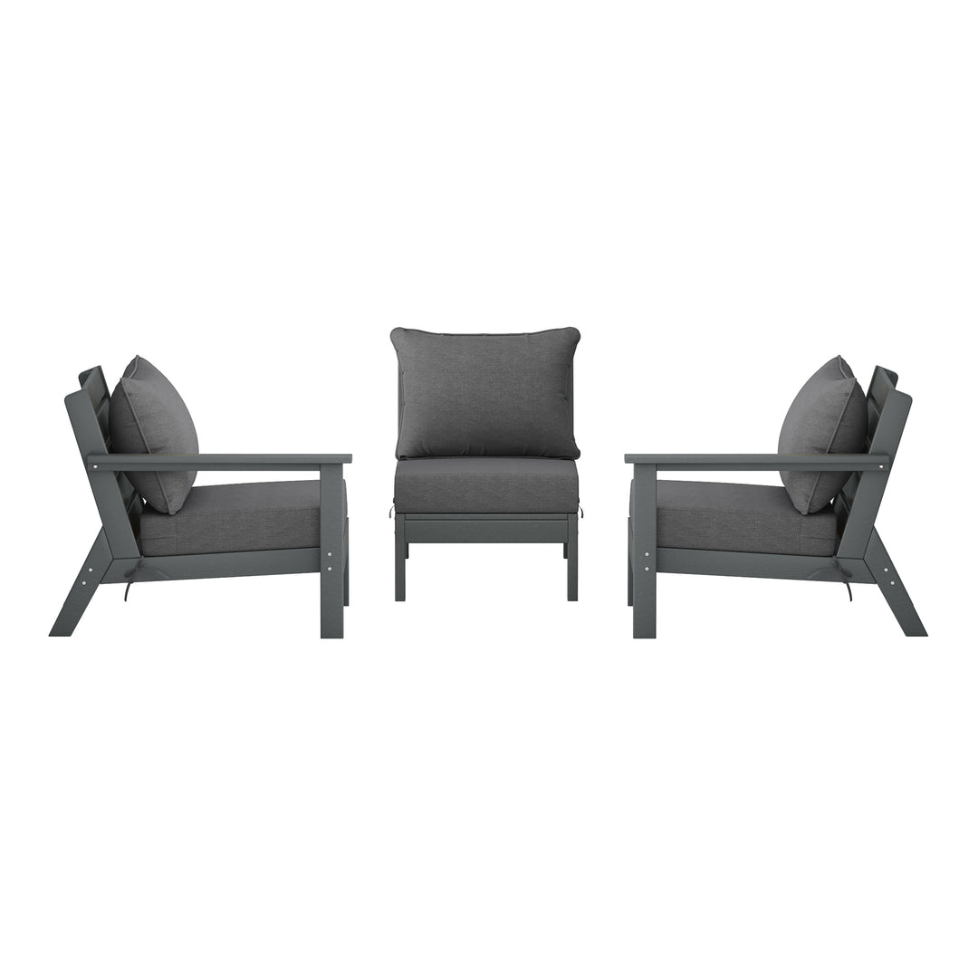 Avalon Outdoor Patio HDPE Sectional Sofa with Patio Cushions