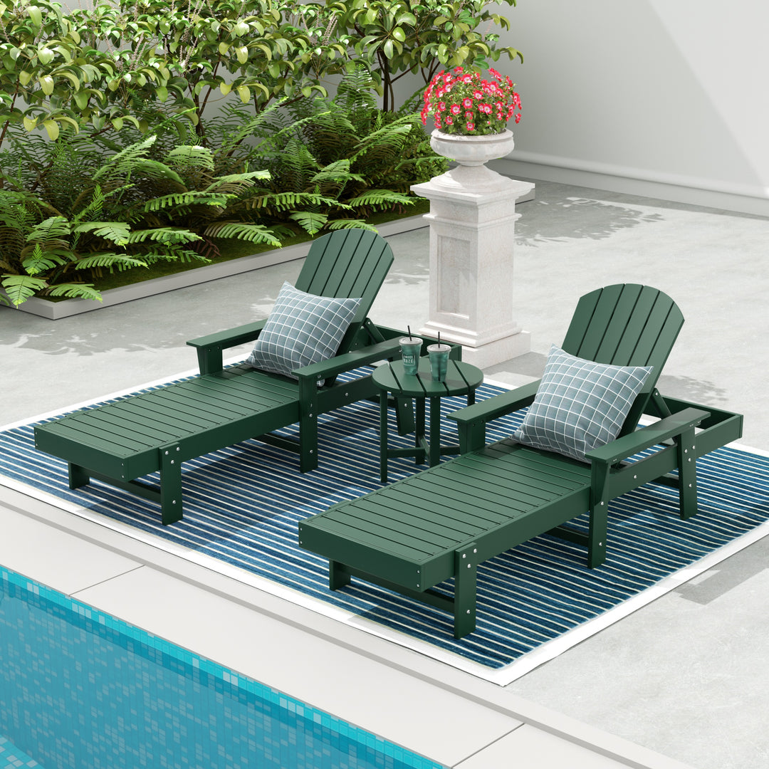 Dylan 3 Piece Adirondack Poly Reclining Chaise Lounge With Arms