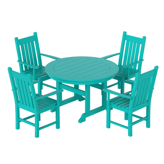 Malibu 5 Piece Outdoor Patio Dining Set Outdoor Round Table and Armchair Set