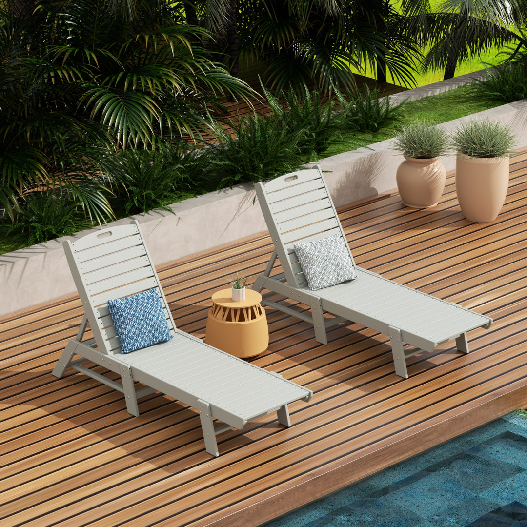 Malibu Poly Reclining Outdoor Patio Chaise Lounge Chair Adjustable (Set of 2)