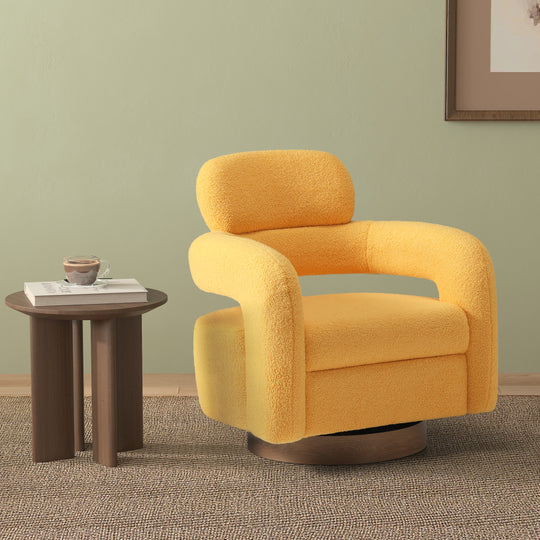 Alexandria Mid-Century Modern Sherpa Swivel Barrel Accent Chair
