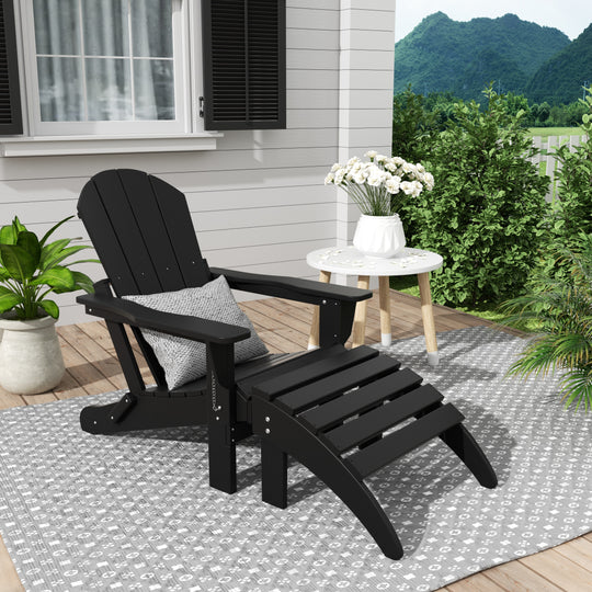 Malibu 2 piece set classic Adirondack chair with ottoman (1 seater)