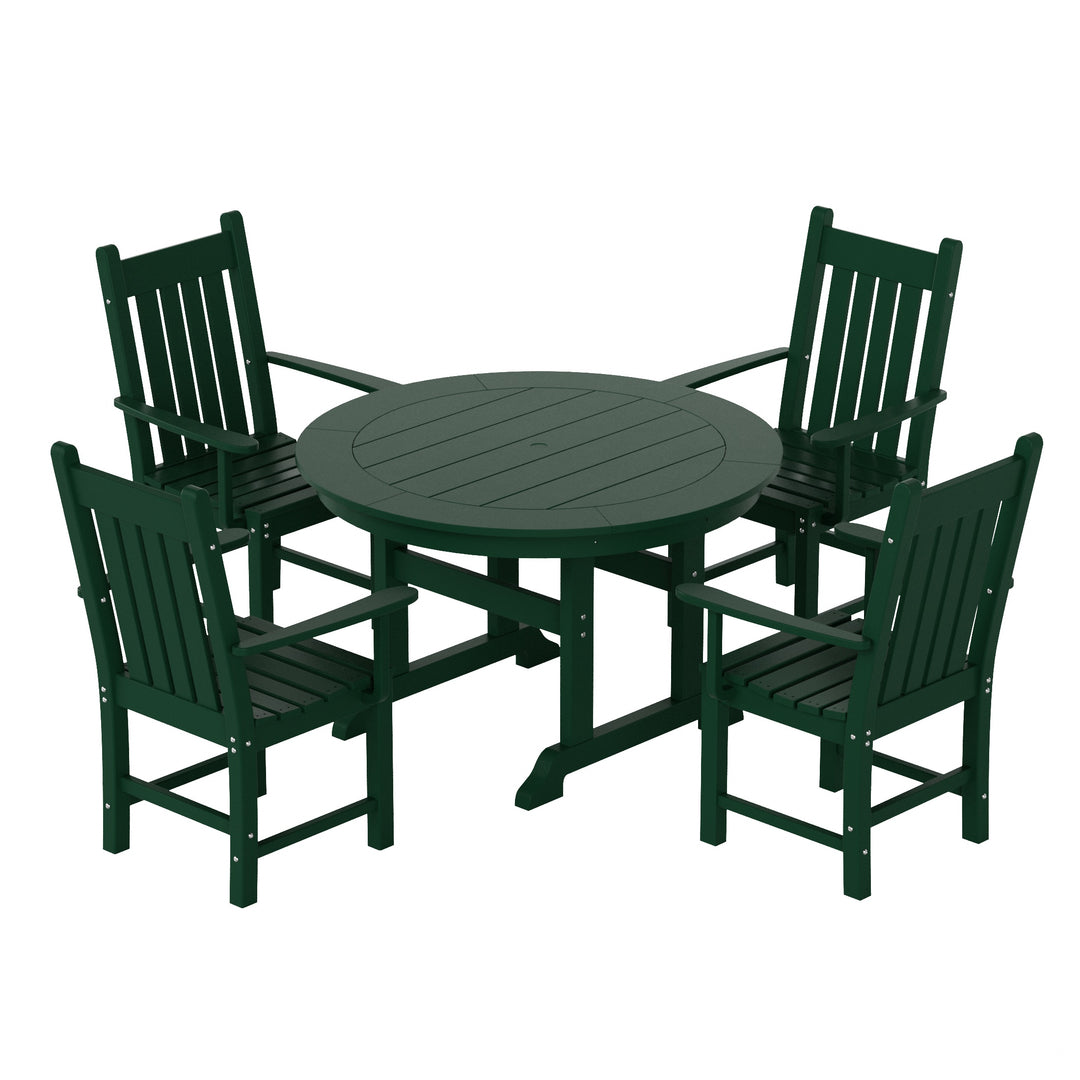 Malibu 5 Piece Outdoor Patio Dining Set Outdoor Round Table and Armchair Set