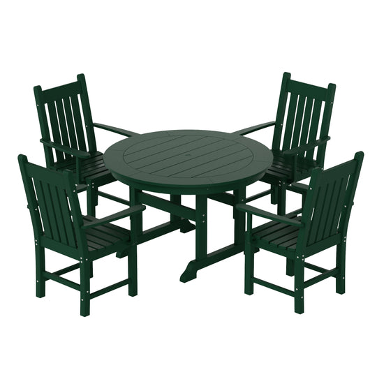 Malibu 5 Piece Outdoor Patio Dining Set Outdoor Round Table and Armchair Set