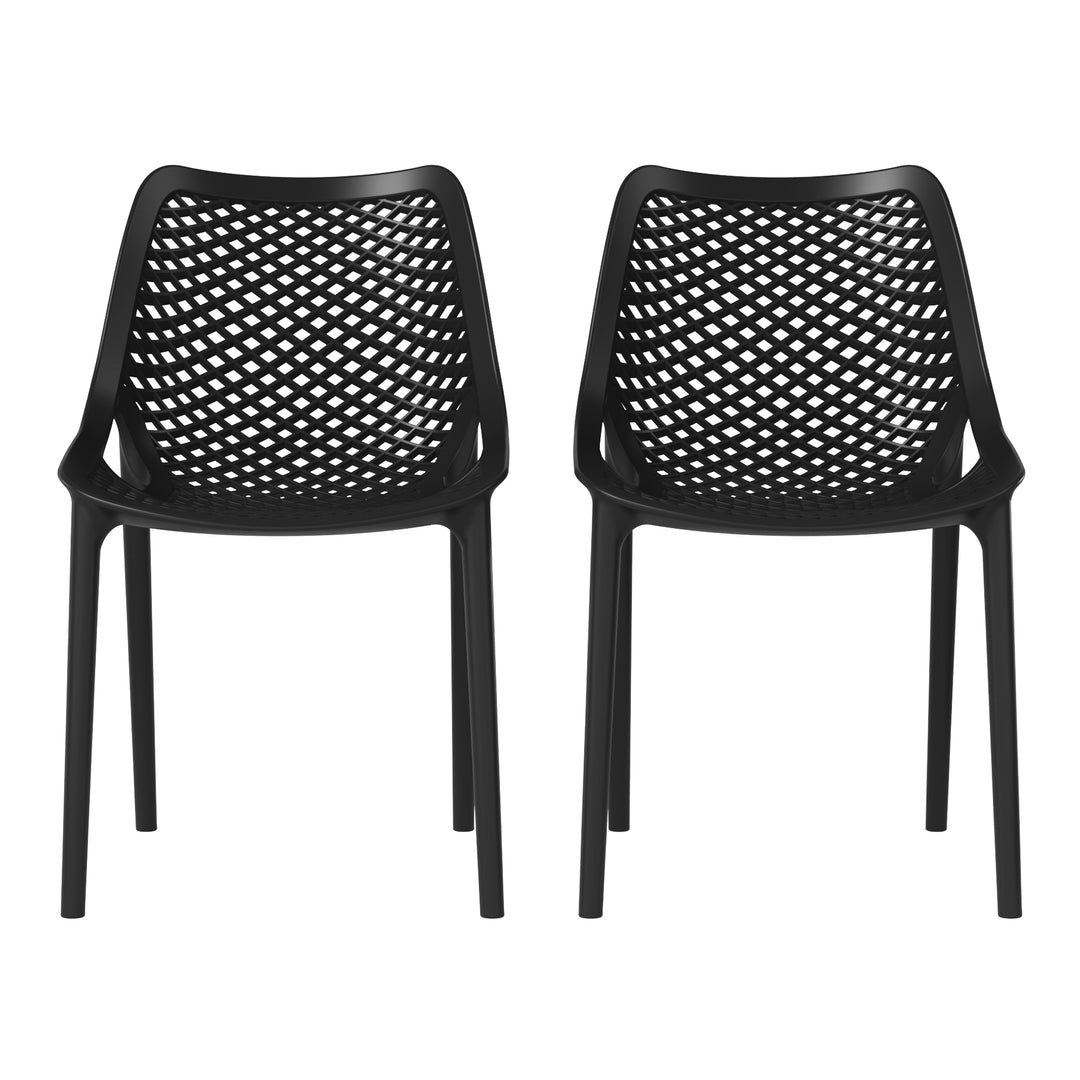 Playa Outdoor Stackable Modern Plastic Dining Chairs (Set of 2)