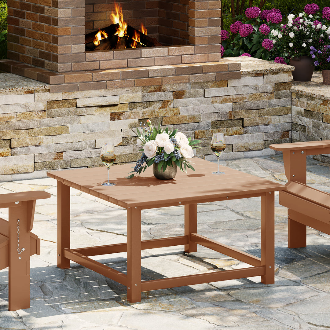Malibu Low Outdoor HDPE Square Patio Coffee Table