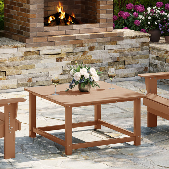 Malibu Low Outdoor HDPE Square Patio Coffee Table