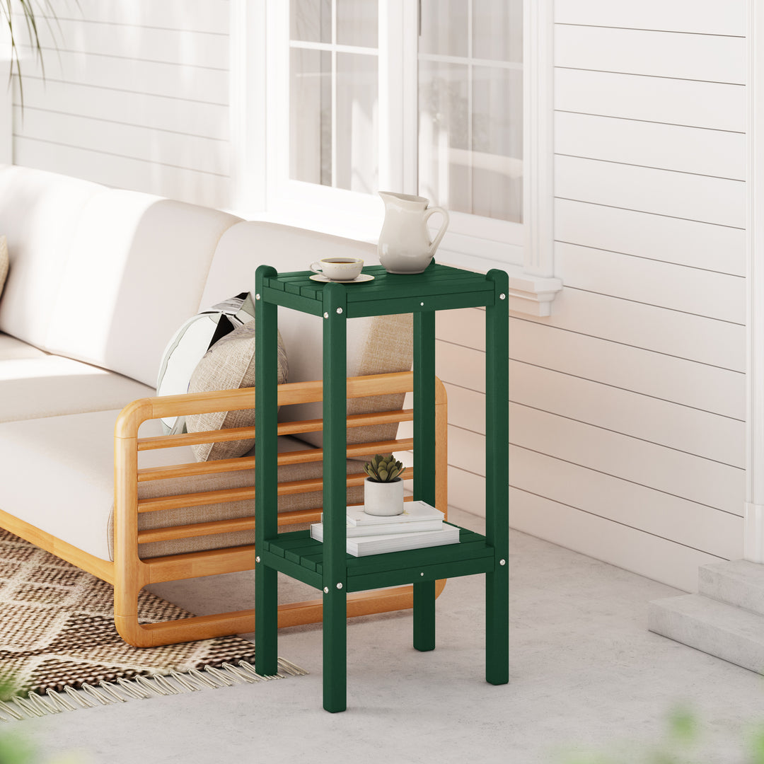 Malibu 36" Outdoor Adirondack HDPE 2-Tier Patio Side Table