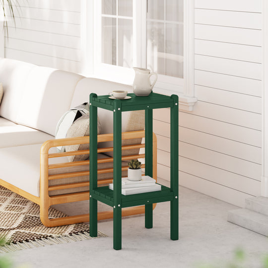 Malibu 36" Outdoor Adirondack HDPE 2-Tier Patio Side Table