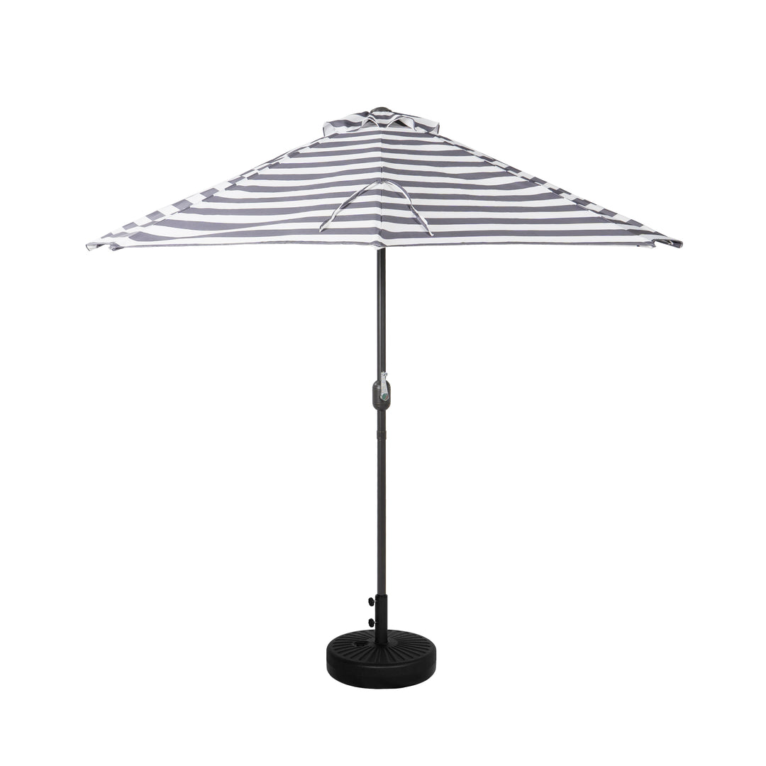 Lanai 9 ft. Aluminum Half Market Crank Lift Patio Umbrella with Black Round Base