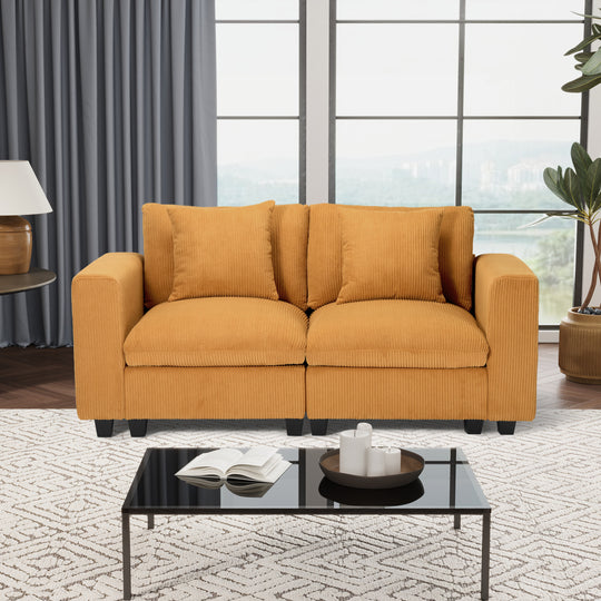 Hearthside 70" Modular Corduroy Loveseat Sofa With USB/Type-C Ports and Side Pockets