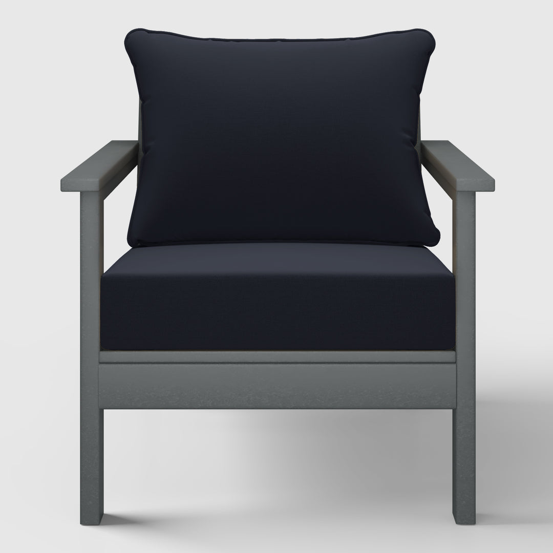 Avalon Outdoor Modern HDPE Patio Club Chair with Deep Seat Cushions