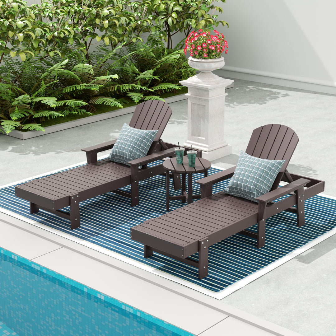 Dylan 3 Piece Adirondack Poly Reclining Chaise Lounge With Arms