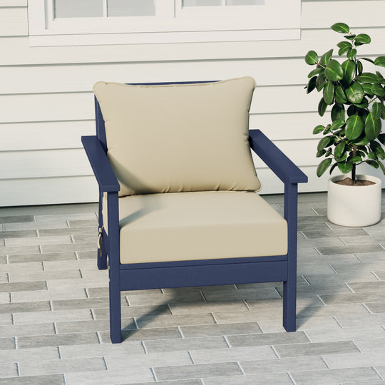 Avalon Outdoor Modern HDPE Patio Club Chair with Deep Seat Cushions