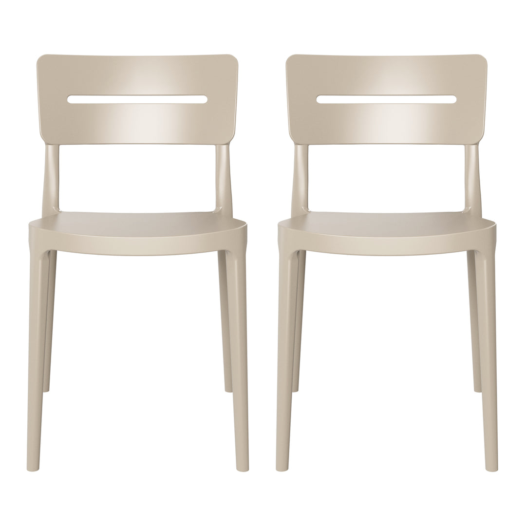 Playa Outdoor Modern Stackable Plastic Patio Dining Chairs (Set of 2)